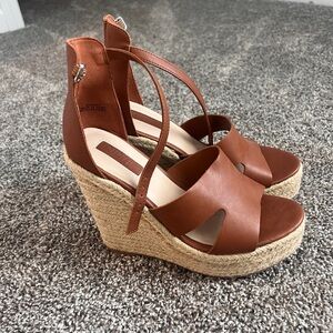 Brown platform wedges